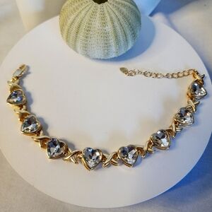 Gold Filled XO CZ Heart Chain Bracelet